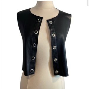Zara Faux Leather and Knit Vest Black